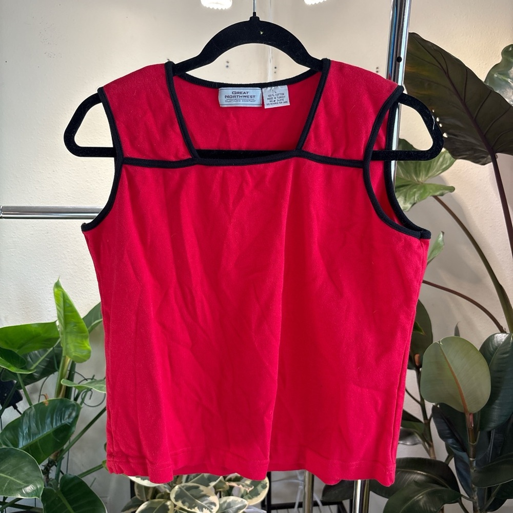 Great Northwest Clothing Company Black and Red Sleeveless Boxy Tank Top